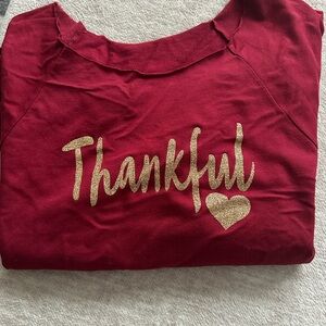 Red Thankful Sweatshirt with Gold Heart